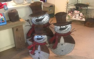 decorative snowmen in store display